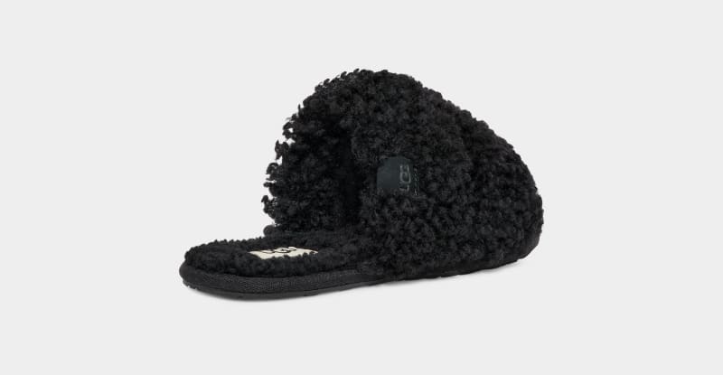 Black Women's Ugg Maxi Curly Scuffetta Slippers | India-9740361