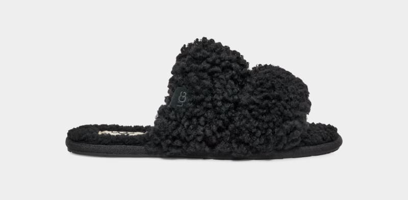 Black Women\'s Ugg Maxi Curly Scuffetta Slippers | India-9740361