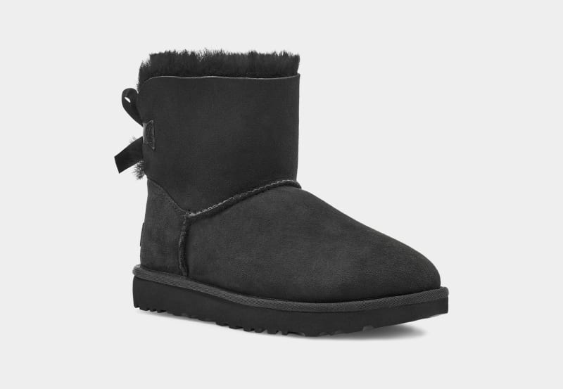 Black Women's Ugg Mini Bailey Bow Ii Boots | India-2035867