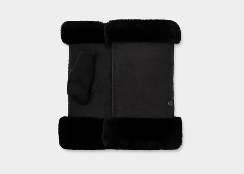 Black Women\'s Ugg Sheepskin Fingerless Gloves | India-5872061