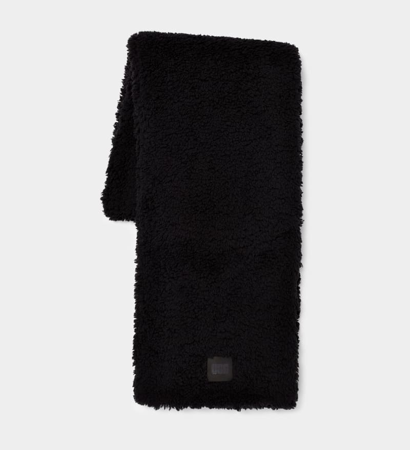 Black Women's Ugg Sherpa Oversized Scarf | India-4823501