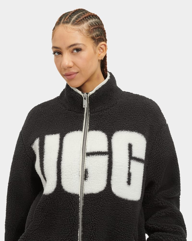 Black / Cream Women's Ugg Raquelle Jackets | India-9528460