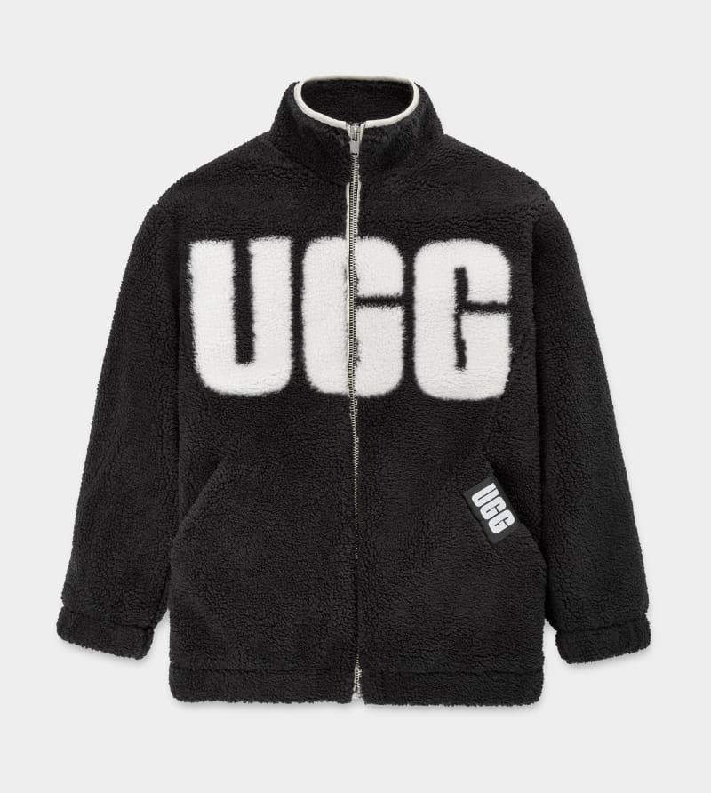 Black / Cream Women's Ugg Raquelle Jackets | India-9528460