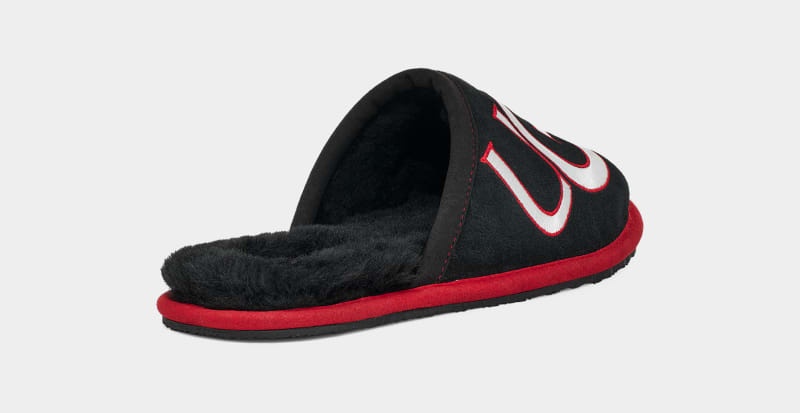 Black / Red Men's Ugg Scuff Logo Ii Slippers | India-9765318