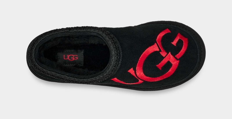 Black / Red Men's Ugg Tasman Logo Clogs | India-9472581