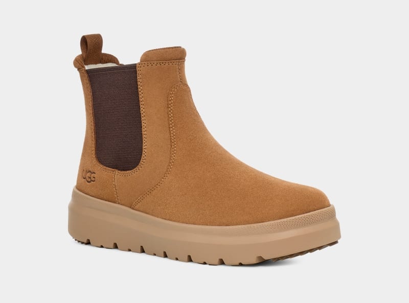 Brown Men's Ugg Burleigh Chelsea Boots | India-7024389