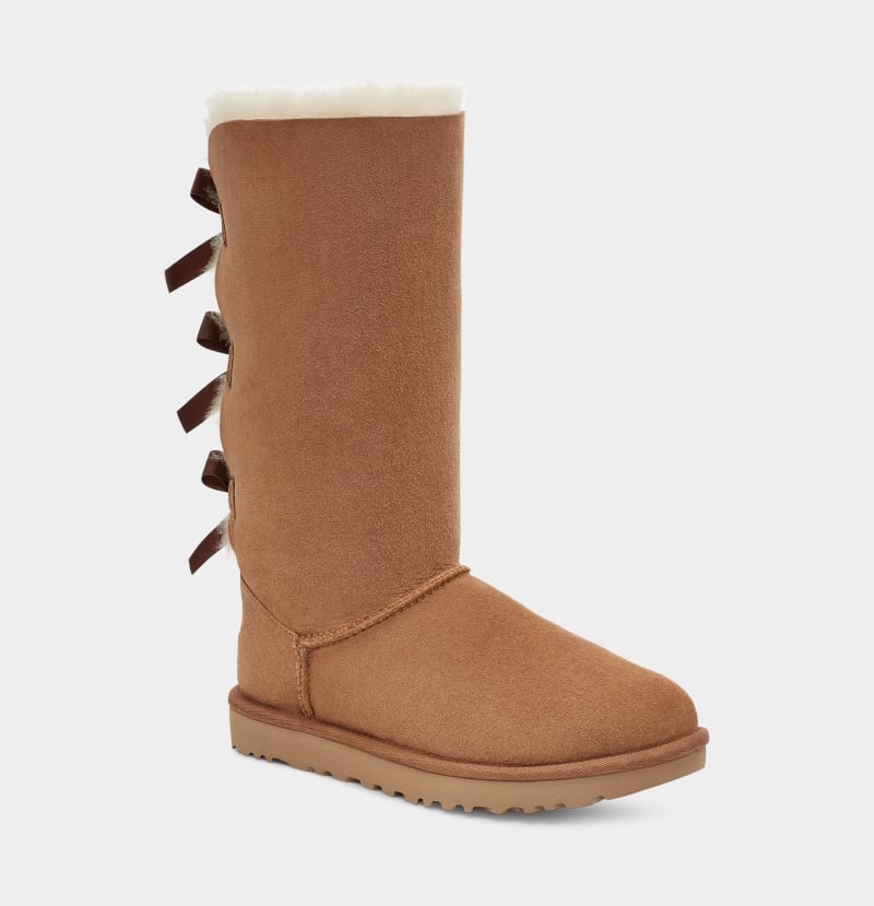 Brown Women's Ugg Bailey Bow Tall Ii Boots | India-4853129