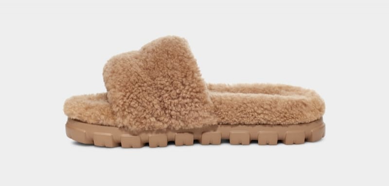 Brown Women's Ugg Cozetta Curly Slippers | India-2369075