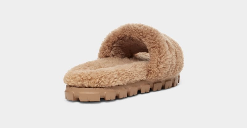 Brown Women's Ugg Cozetta Curly Slippers | India-2369075