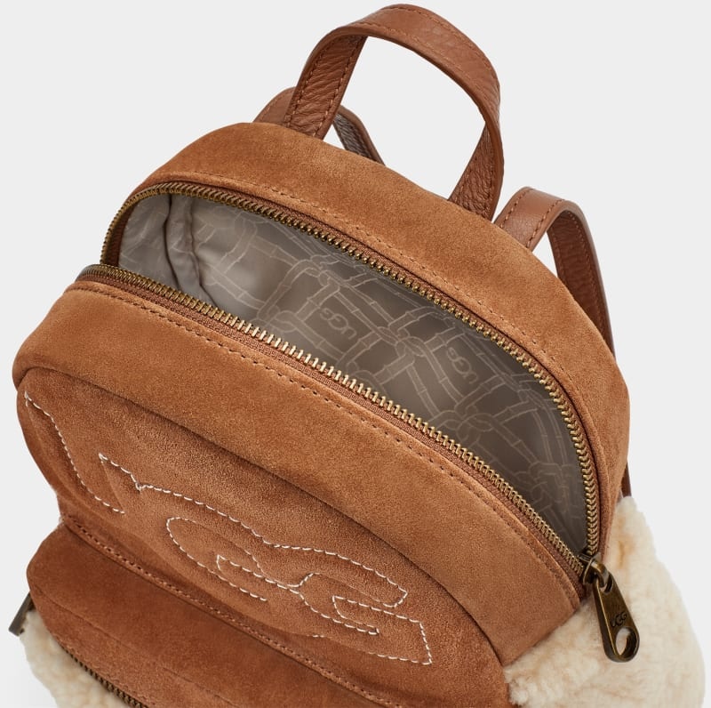 Brown Women's Ugg Dannie Ii Mini Sheepskin Backpacks | India-6248517