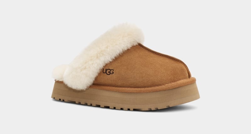 Brown Women's Ugg Disquette Slippers | India-2914308