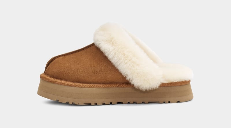 Brown Women's Ugg Disquette Slippers | India-2914308