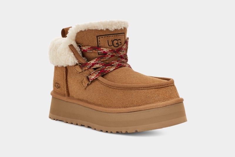 Brown Women's Ugg Funkarra Cabin Cuff Sneakers | India-9401628