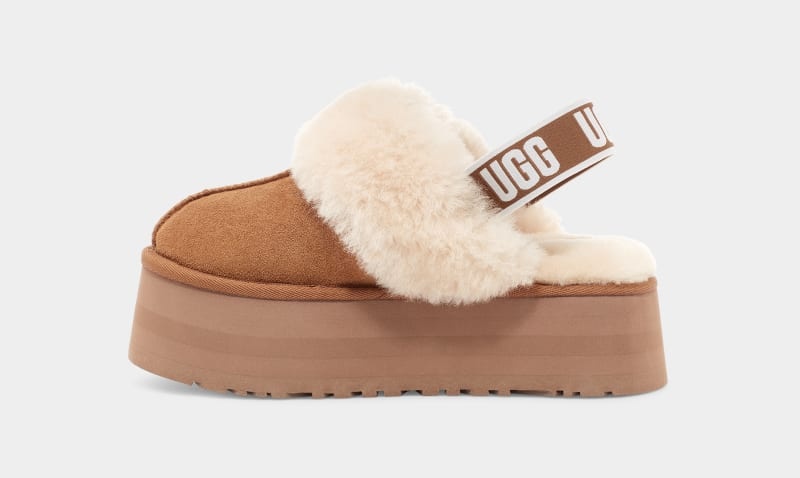 Brown Women's Ugg Funkette Slippers | India-3651798