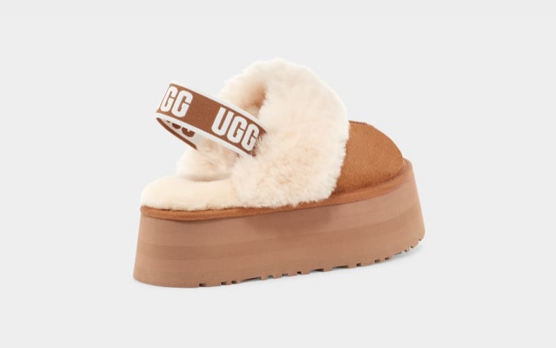 Brown Women's Ugg Funkette Slippers | India-3651798