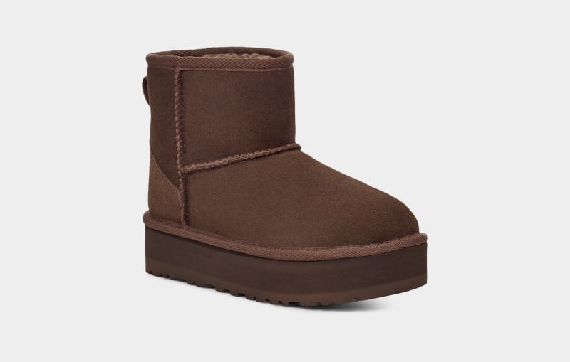 Deep Brown Kids' Ugg Classic Mini Platform Boots | India-9684120