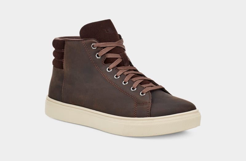 Deep Brown Men's Ugg Baysider High Weather Sneakers | India-2769104