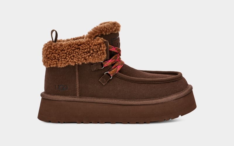 Deep Brown Women\'s Ugg Funkarra Cabin Cuff Sneakers | India-8651092