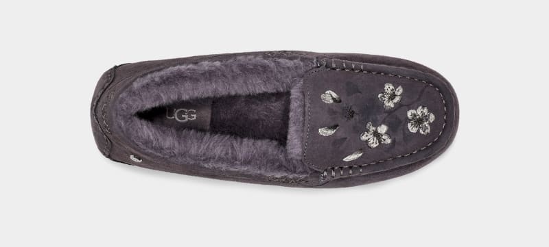 Deep Grey Women's Ugg Ansley Blossom Moccasins | India-5084729