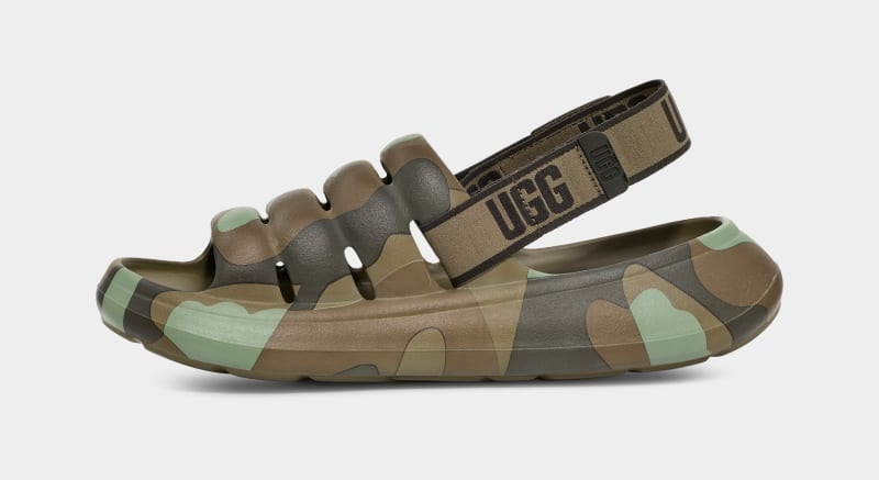 Green Men's Ugg Sport Yeah Camopop Sandals | India-3482751