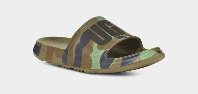 Green Men's Ugg Wilcox Camopop Slides | India-7095812