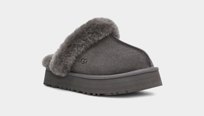 Grey Women's Ugg Disquette Slippers | India-1046953