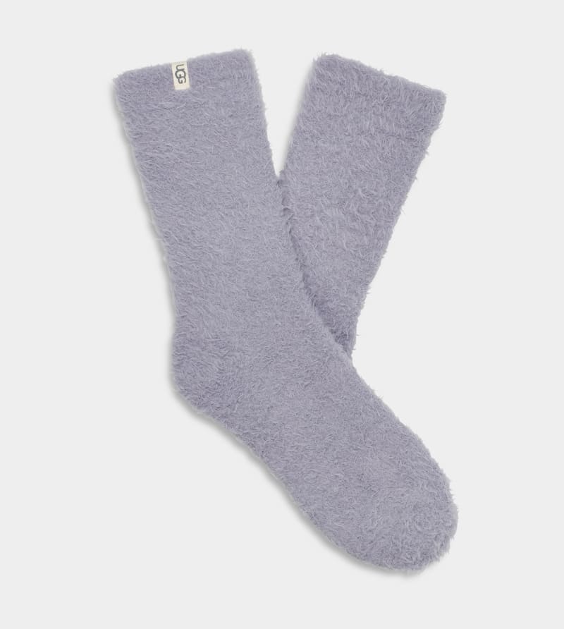 Grey Women\'s Ugg Teddi Cozy Crew Socks | India-6307154