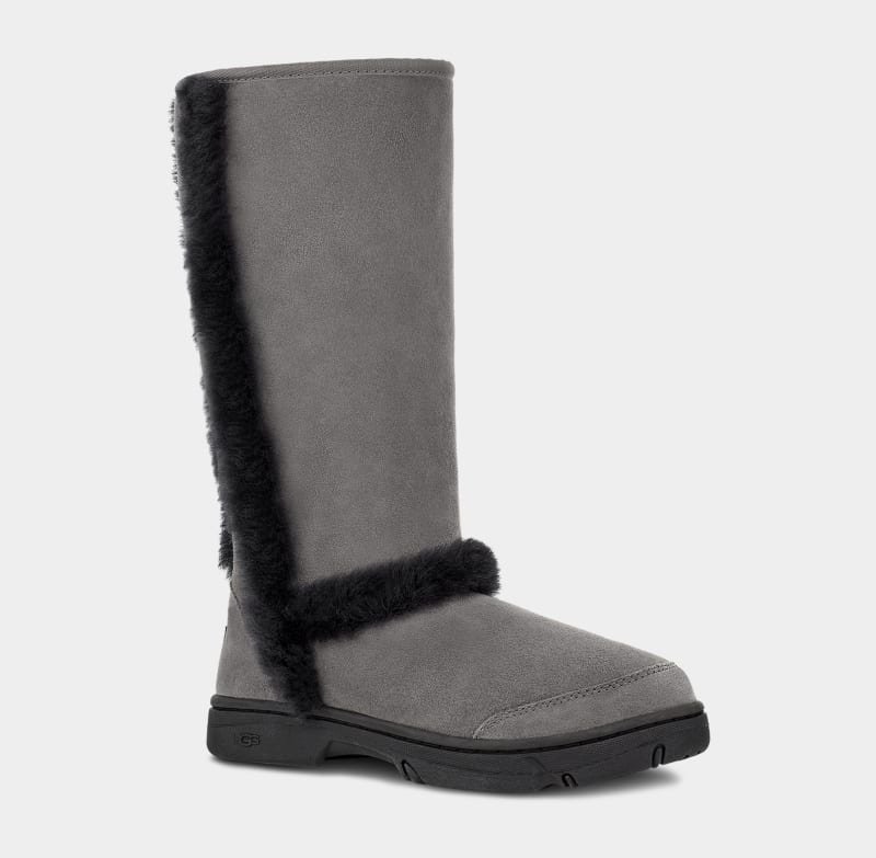 Grey / Black Women's Ugg Sunburst Tall Winter Boots | India-1376289