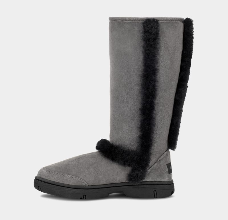 Grey / Black Women's Ugg Sunburst Tall Winter Boots | India-1376289