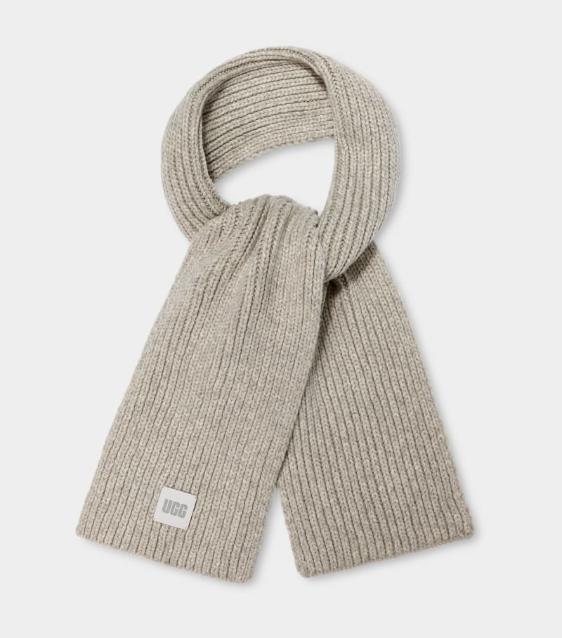 Light Grey Women\'s Ugg Chunky Rib Knit Scarf | India-6253809