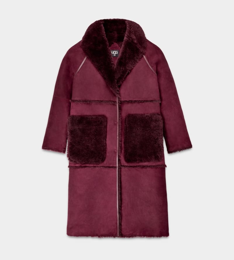 Maroon Women's Ugg Fayre Twinface Sheepskin Coats | India-3206479