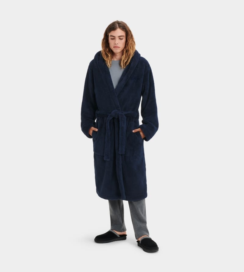 Navy Men\'s Ugg Beckett Robe | India-8531246