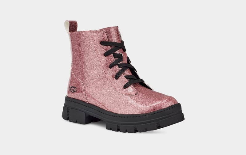 Pink Kids' Ugg Ashton Lace Up Glitter Boots | India-5682914