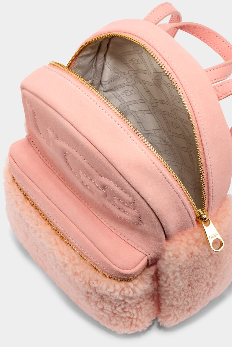 Pink Women's Ugg Dannie Ii Mini Sheepskin Backpacks | India-6841705