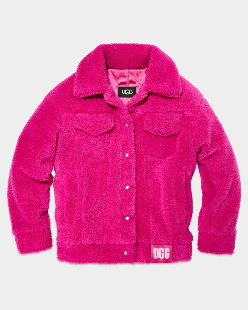 Pink Women's Ugg Frankie Sherpa Trucker Jackets | India-0963874