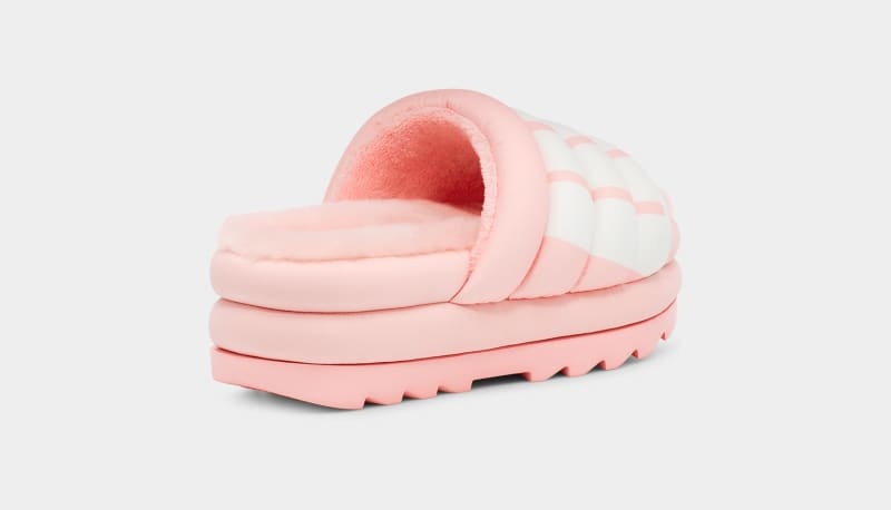 Pink Women's Ugg Maxi Logo Slides | India-4592178