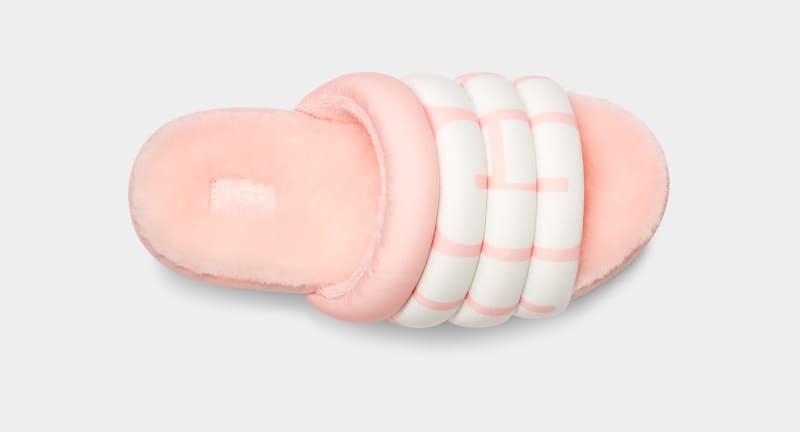 Pink Women's Ugg Maxi Logo Slides | India-4592178