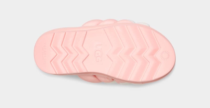 Pink Women's Ugg Maxi Logo Slides | India-4592178