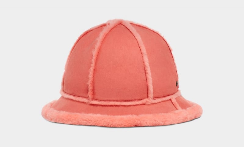 Pink Women's Ugg Sheepskin Spillseam Bucket Hats | India-1397825