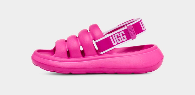 Pink Women's Ugg Sport Yeah Slides | India-9576384