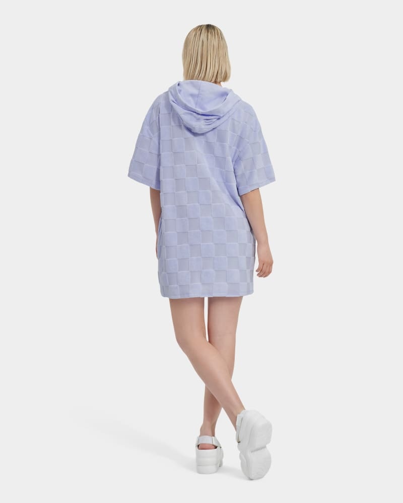 Purple Women's Ugg Kassey Hooded Check Dress | India-2948107