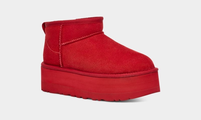 Red Women's Ugg Classic Ultra Mini Platform Boots | India-1576328