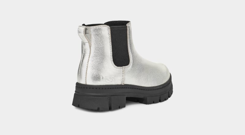 Silver Metal Kids' Ugg Ashton Leather Chelsea Boots | India-8769032