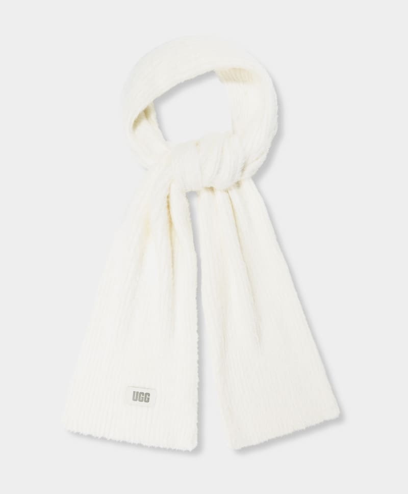 White Women\'s Ugg Plait Plush Knit Scarf | India-3561420