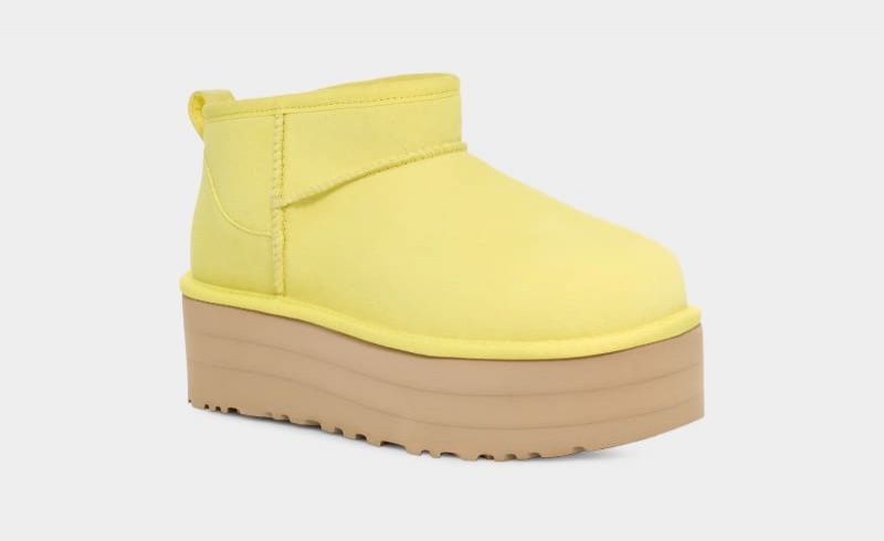 Yellow Women's Ugg Classic Ultra Mini Platform Boots | India-4932786